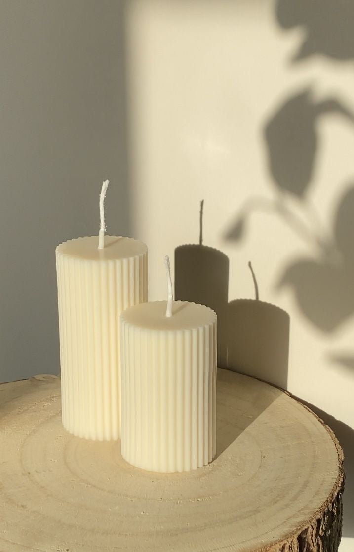 Textured pillar candle